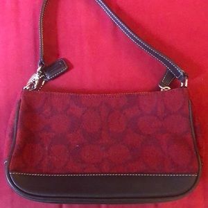 Coach wool and leather wristlet.